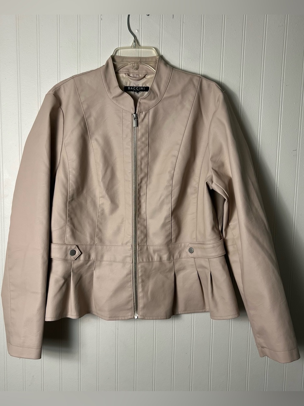 BACCINI Faux Leather Peplum Moto Jacket Size XL